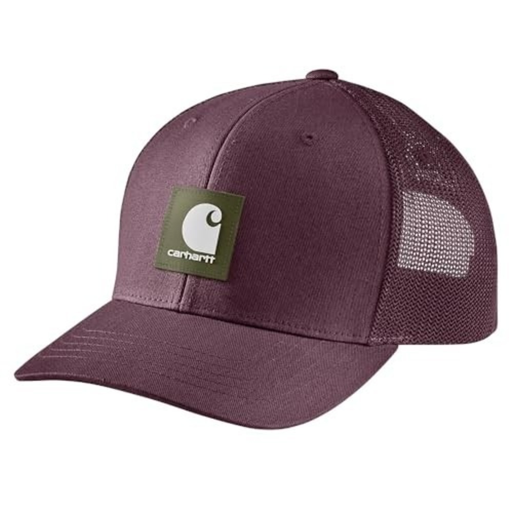 Carhartt Rugged Flex Twill Mesh-Back Logo Patch Cap 105216 Cherry Lacquer